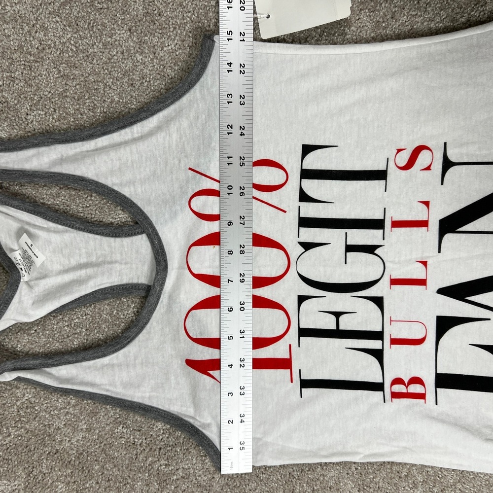 Chicago Bulls Womens 100% Legit Bulls Fan Racerback Tank Top White Small NWT - Picture 5 of 5